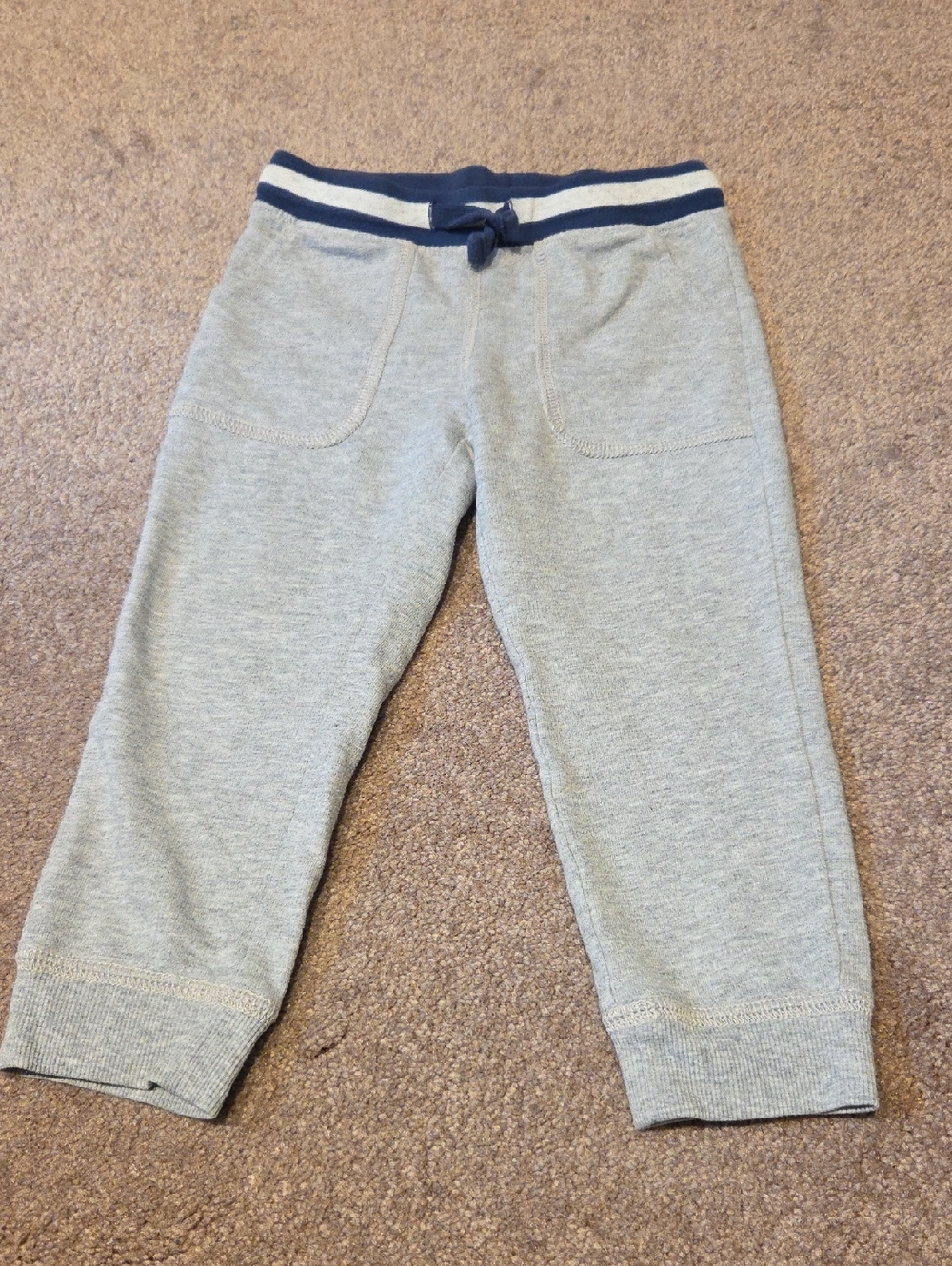 Carter's Light Gray Jogger Pants with Navy Waistband 3T
